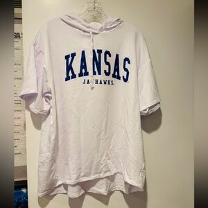FANATICS NWT Kansas Jayhawks Women’s White Hoodie T-Shirt, Size Medium
